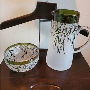 LENOX BOTANICAL PITCHER & BOWL-VTG MID CENTURY